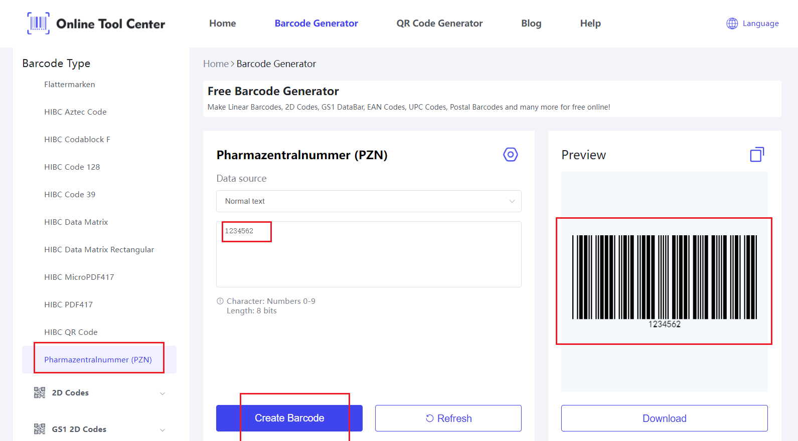 Pharmazentralnummer générateur de codes à barres.png