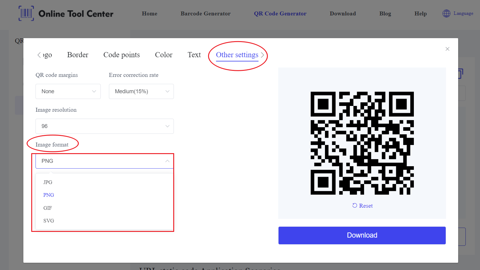 QR code Generator prend en charge plusieurs formats. PNG