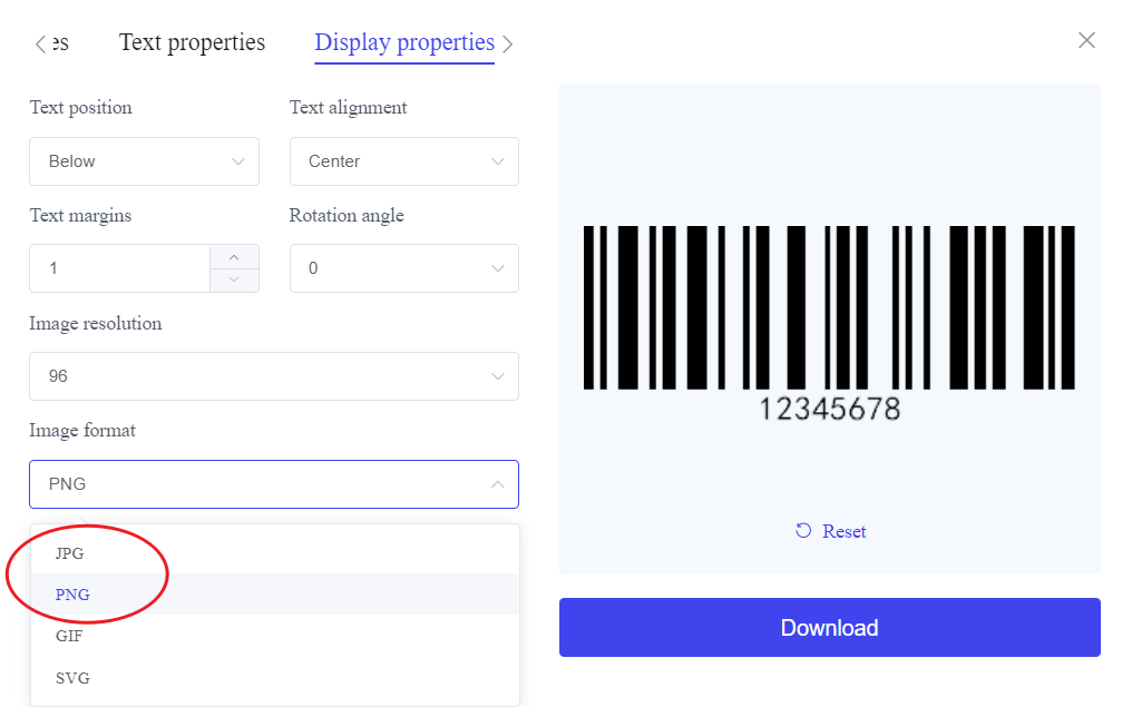 Codes à barres au format PNG. PNG