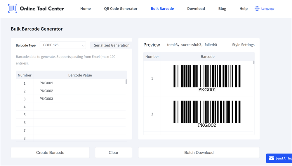 batch barcode generator générateur de codes à barres par lot