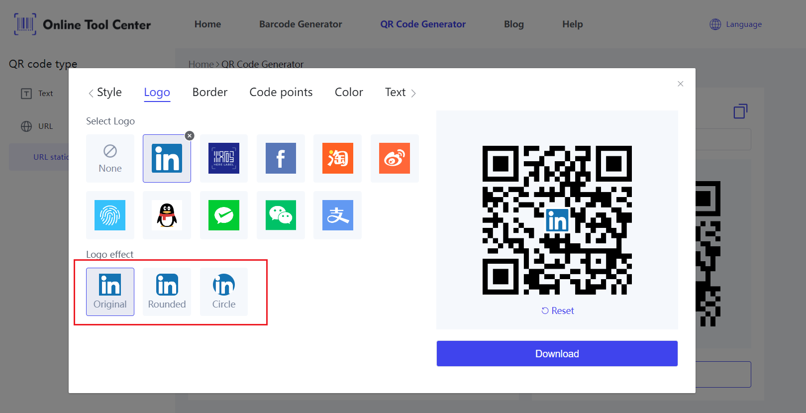 Code QR aléatoire pour linkedi