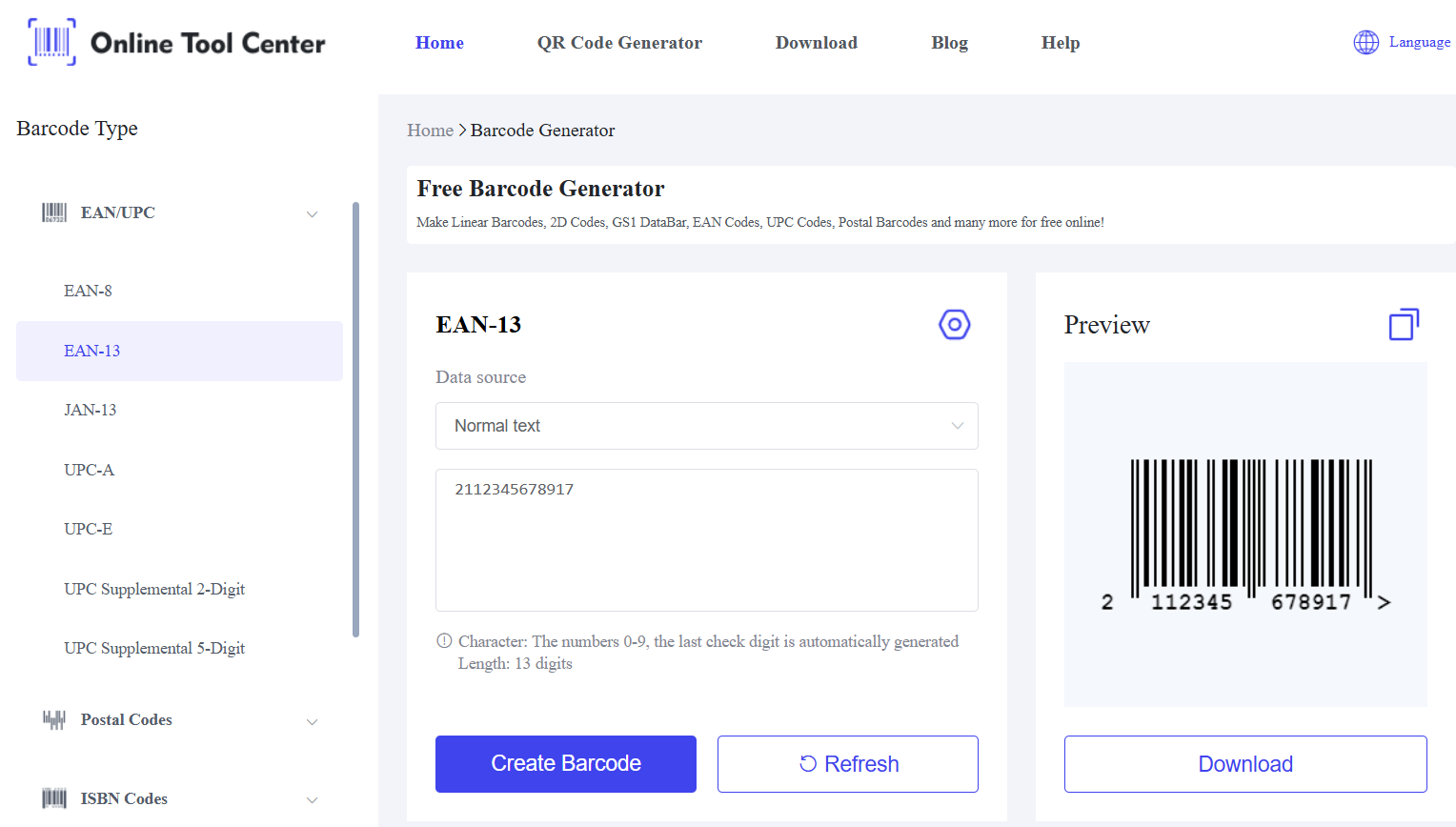 EAN 13 générateur de codes à barres