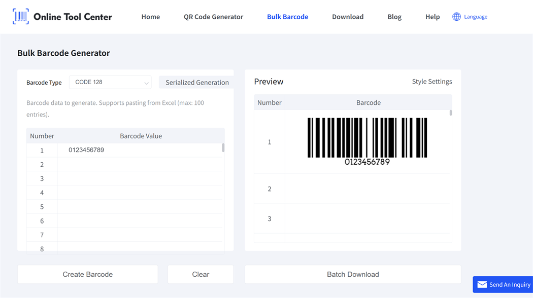 bulk barcode generator générateur de codes à barres en vrac