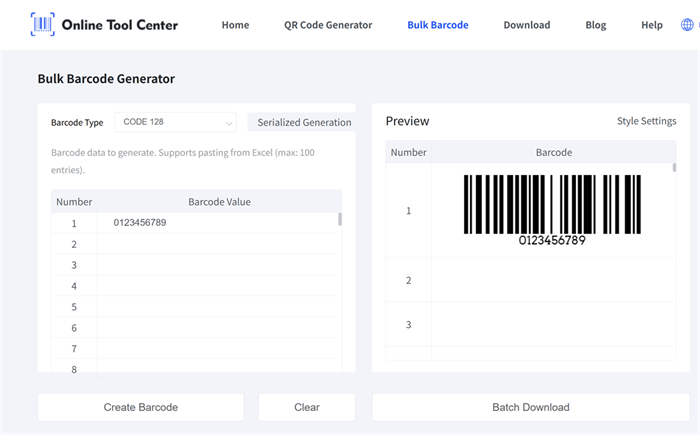 bulk barcode generator générateur de codes à barres en vrac
