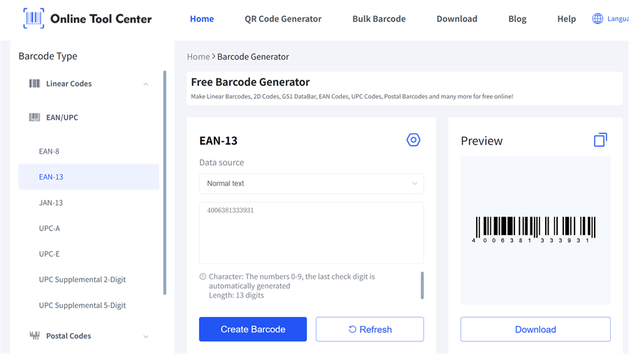 G&eacute;n&eacute;ration de codes &agrave; barres GTIN 13