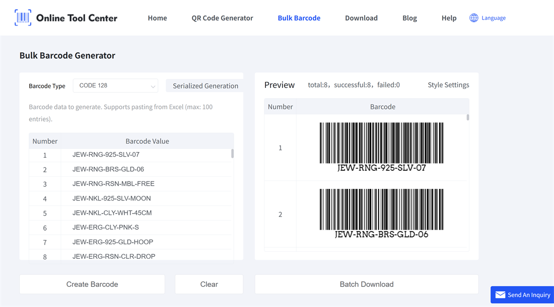 g&eacute;n&eacute;ration de codes &agrave; barres