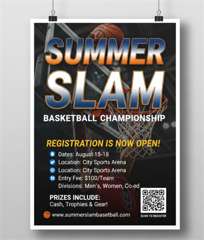 inscription au tournoi de basket-ball avec code QR