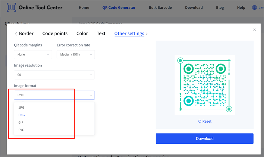 formats d'images de codes QR statiques