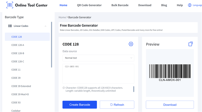 code &eacute;rate 128 code pour m&eacute;dical comsumable