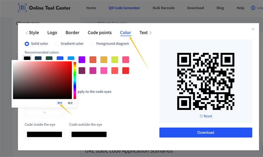 Code QR Couleur Setti