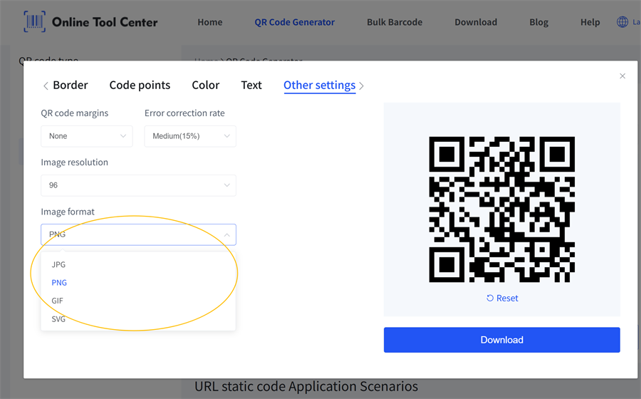 format d'image de code qr