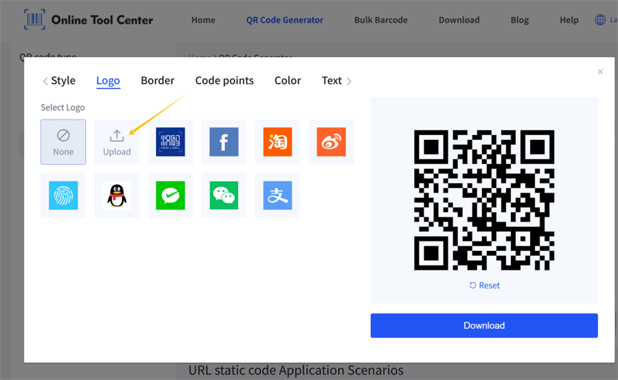t&eacute;l&eacute;charger le logo dans le g&eacute;n&eacute;rateur de code qr