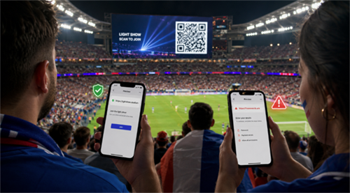 scan qr code at a world cup match scanner le code QR lors d'un match de Coupe du Monde