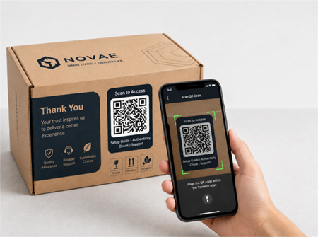 scan qr code on packing box balayer le code QR sur la boîte d'emballage